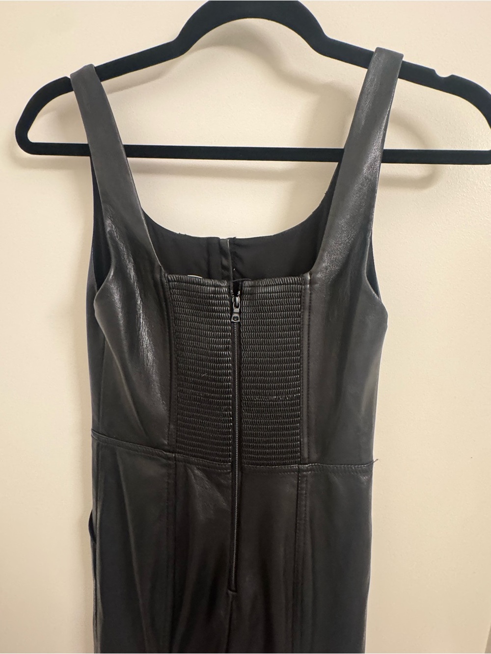 Alice & Olivia Black Vegan Leather Jumpsuit - Women's Sleek Wide-Leg - Picture 11 of 11